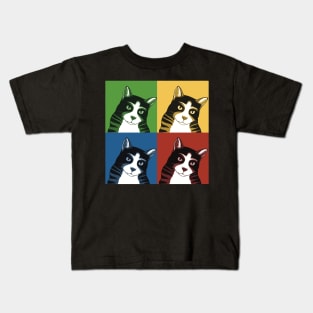 Portrait of cat in pop art style Kids T-Shirt